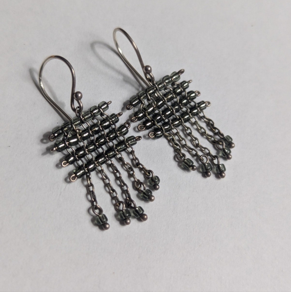 Beaded Chainmail Dangle Earrings